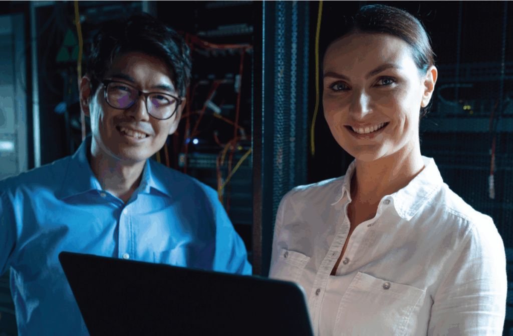 Two cybersecurity professionals